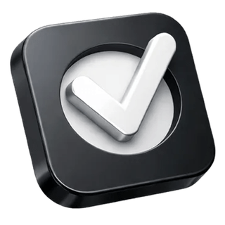 Approval checkmark icon in 3D on the Venditance about page